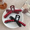 Women Large Bow Hair Crab Clips for Girls Korean Acrylic Hair Claws Red Beads Vintage Hair Accessories Lady Ponytail Barrettes