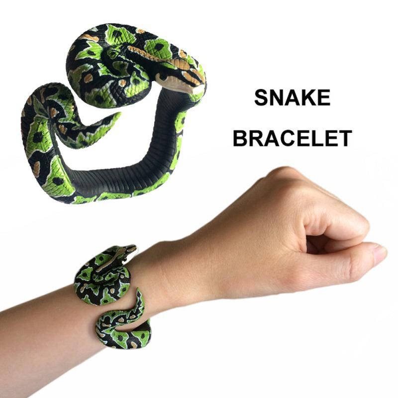 

Halloween Simulation Snake Bracelet Toy Funny Prank Python Bracelet Models Toys For Children Green anaconda