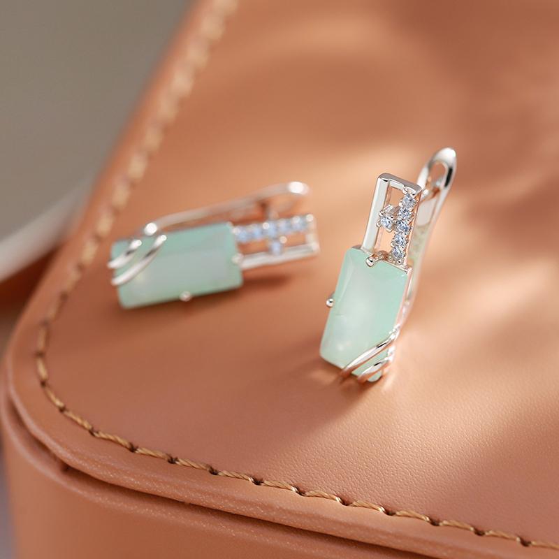 Yheakne Orecchini vintage con smeraldo, orecchini pendenti in cristallo verde smeraldo, orecchini quadrati con strass cubici verdi orecchini pendenti gioielli per donne e ragazze, Cristallo Strass