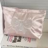 Pink Pearlescent Bow Women's Cosmetic Bags Embroidery Satin Girls Storage Bag Zipper Makeup Bag Toiletry Storage Pouch Handbags