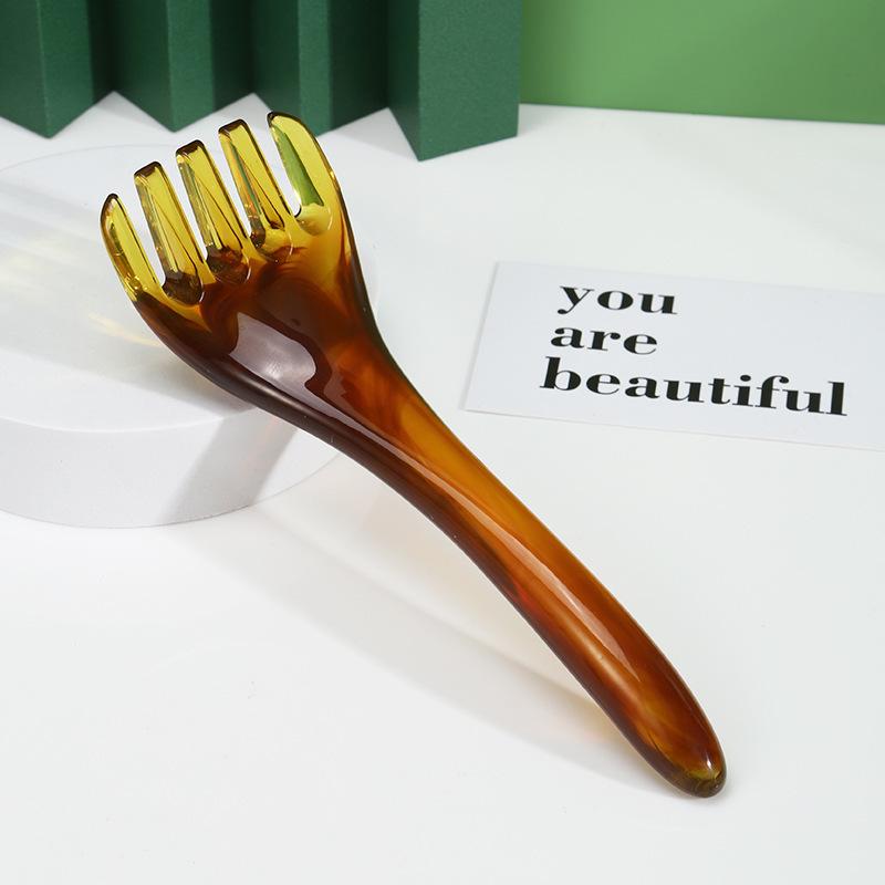 Amber Five-Claw Massager: Full-Body Meridian Massage & Scalp Scraping Comb for Relaxation