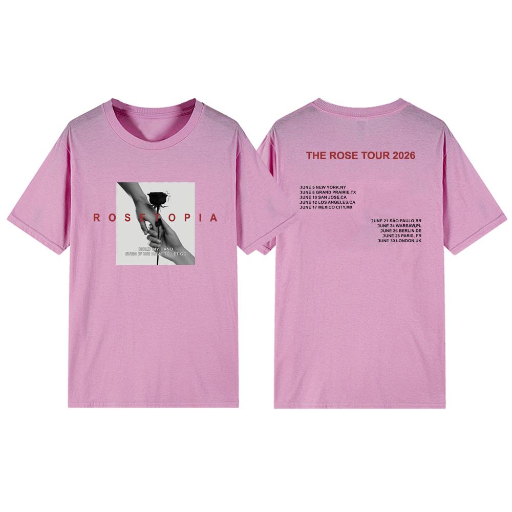 The Rose Rosetopia World Tour 2026 T-shirt Kpop Concert T-Shirt Korean Group Tee Streetwear Women Tops Kpop Merch Fans Gift