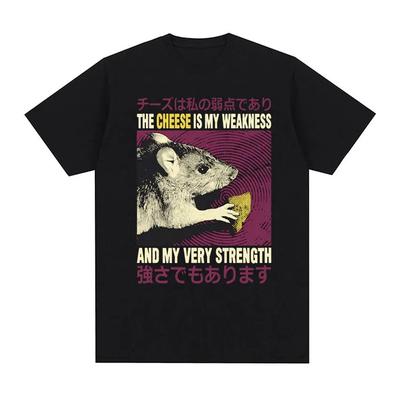Ztracen v sýru Prosím Odpusť mi Grafická trička Japonská krysa Vintage Harajuku Tričko Muži Ženy 100% Bavlna Oversized Trička