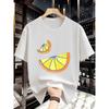 Men's T-shirt with Cartoon Hand-Drawn Orange Slice Pattern. Simple Style Fun Fruit Print Top