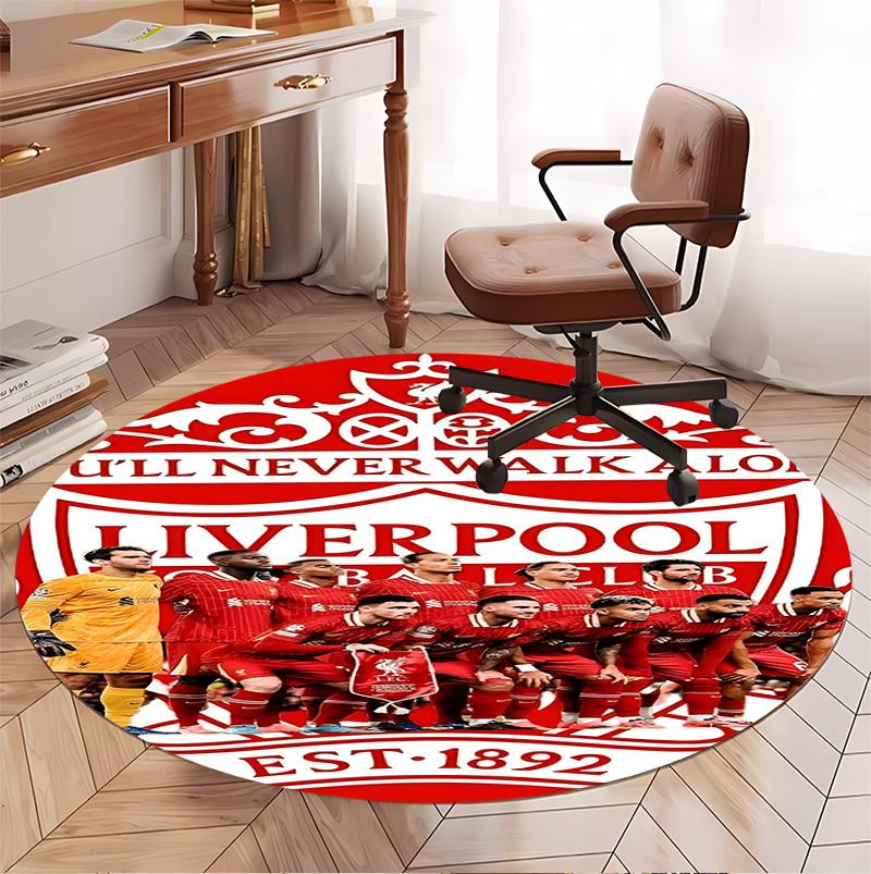 Liverpool F.C Pattern Round Rug, Indoor/Outdoor Mat, for Picnic, Gameroom, Bedroom, Office, Living Room, Home Decor Carpet, Birthday Gift