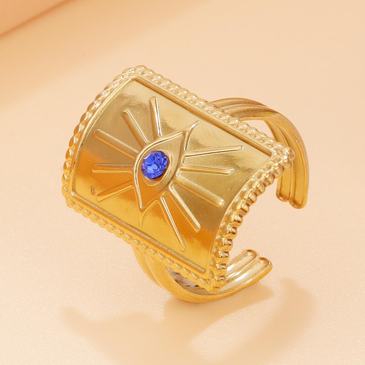Women s Adjustable Retro Geometric Rhinestone Stainless Steel Ring