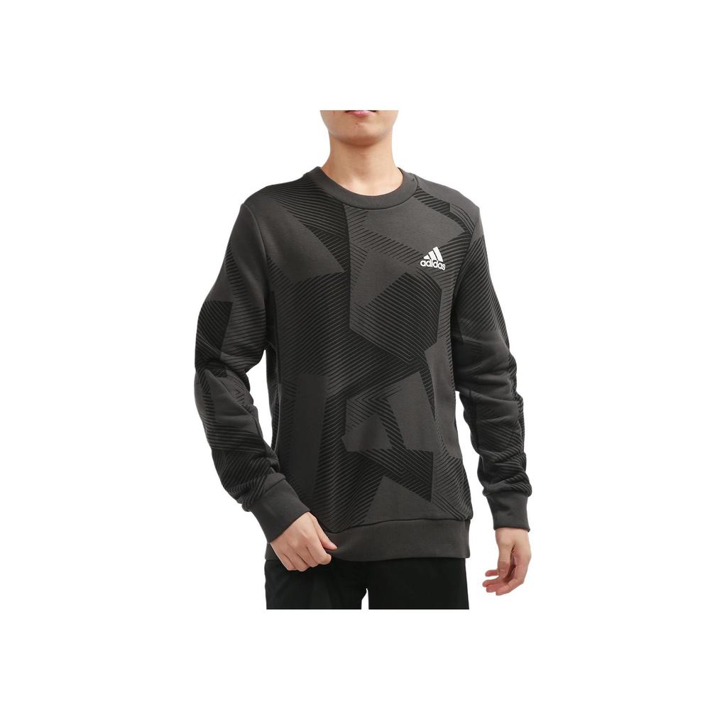 adidas M Si Grafika Pásikavá Grafická Potlač Športový Štýl Okrúhly Výstrih Mikina Pánska Mikina Čierna H44192