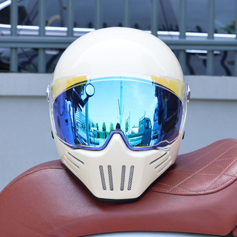 Vintage Full Face Motorcycle Helmet Men Women All Weather DOT Certified ABS Windproof Comfort Liner Motorbike Gear