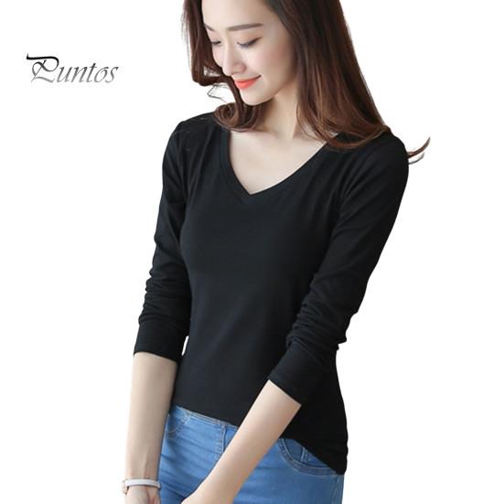 Women Shirt T-Shirt Crew/V Neck Slim Fit Pullover Long Sleeve Stretchy Keep Top Warm Solid Color Autumn Basic Tee Tops Daily Clothing Cold Resistant