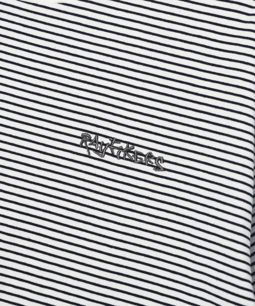 RAYFIKERS Striped Small Embroidered Crop Short Sleeve Mq2Tu277_Ivory