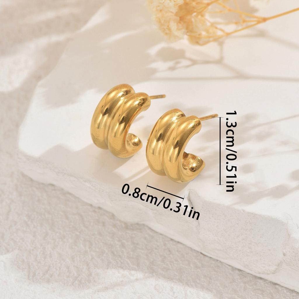 Popular Women's C-shaped Earrings Light Luxury High-end Light-sensitive Surface Design Earrings Versatile Niche Earrings Women