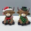 Cow Statue, Christmas Poinsettia Tree Candy Cane Cow Gnome, Scottish Resin Figurine, Ideal For Cattle Enthusiasts, Gift