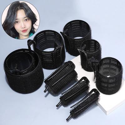 Black Hair Root Fluffy Curler Rollers With Clips Self-Adhesive Lazy Curlers Styling Hair Accessories For Women Styling Hair Tool