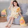 Girls Pajama Set Short Sleeve Ice Silk Sleepwear Kids 8 Years Comfortable Cartoon Print Home Wear