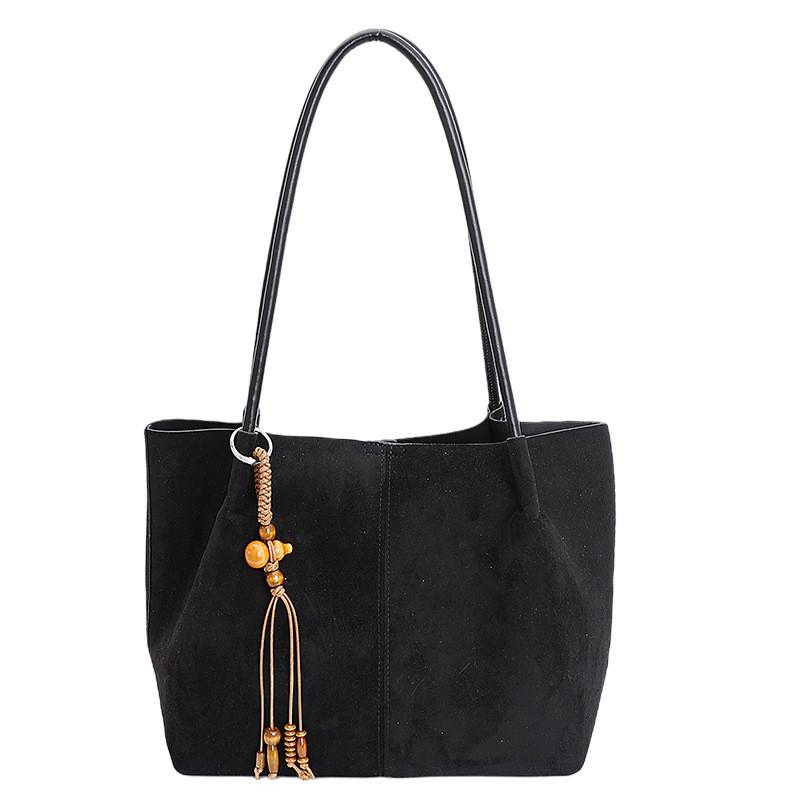IELGY Ladies Tote Bag Autumn Winter Retro Suede Commuter Shoulder Simple All-Match Handbag No Pendant