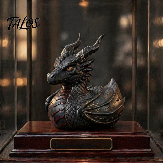 Medieval Fantasy Room Decor Dark Dragon Collectible Duck, Gothic Resin Statue for Home Decor, Hand-Painted Detailed Gift Mythical Figurine,