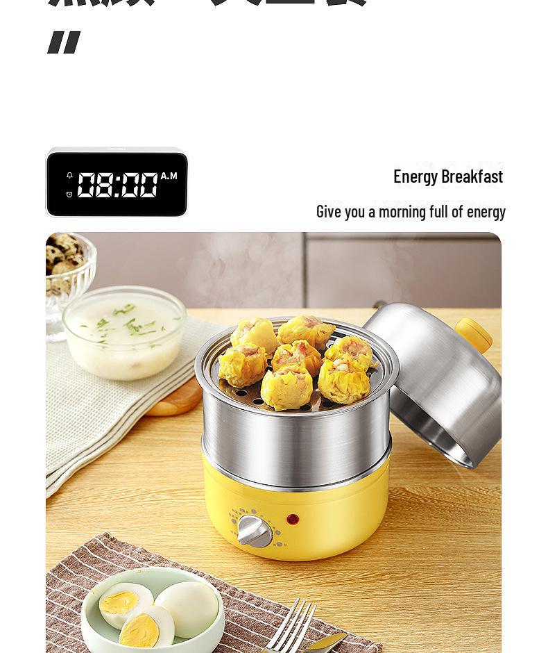 304 Stainless Steel Double-Layer Egg Steamer with Timer & Auto-Off - Household Breakfast Machine