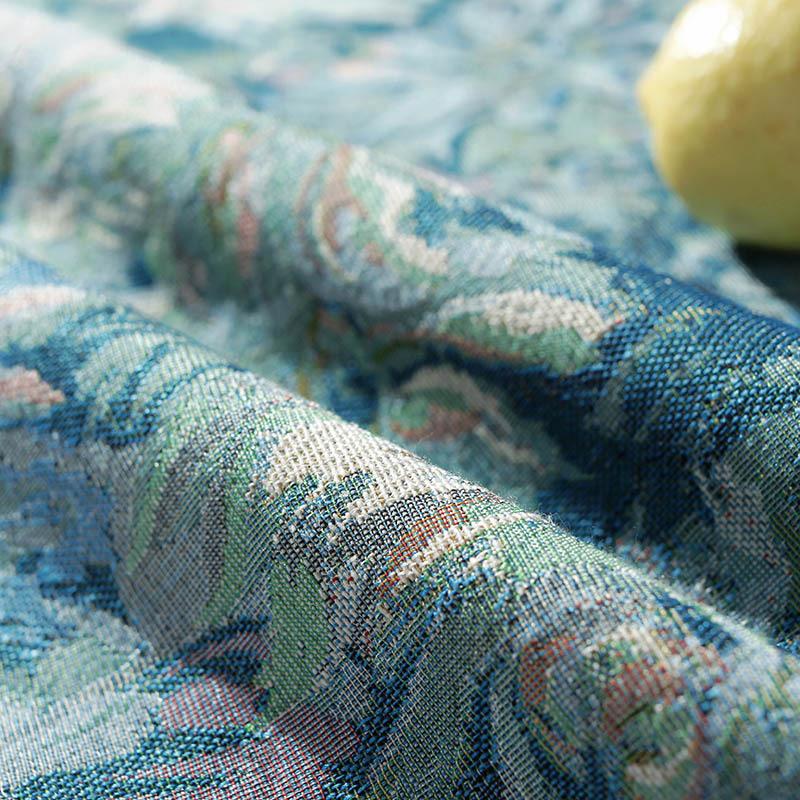 Yarn-Dyed Large Blue Floral Tassel Table Cloth American Style Oil Painting Household Circular Tablecloth Tea Table Cover Towel
