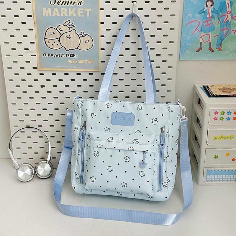 Schoolbag, cherry blossom pink Korean fresh school bag, Japanese princess versatile cute star print backpack, middle and high school backpack