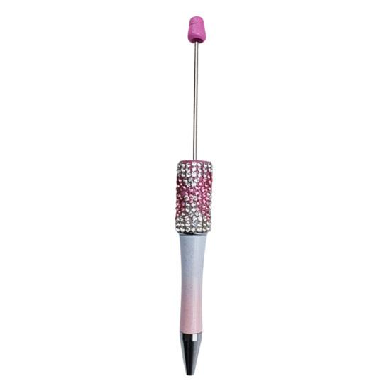 Decorative Beaded Pen Diamond Beadable Pens, Bling Rhinestone DIY Plastic Bead Pen, Crystal Cute Shaft Black Ink Ballpoint Pens for Decorations Office