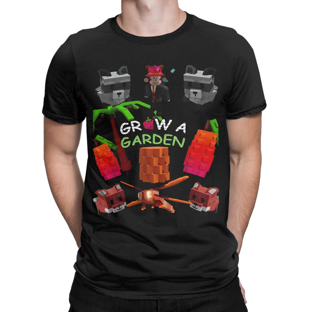 Print Games Grow a Garden  T Shirt Men Cotton Short Sleeve Crewneck Summer Top Tee