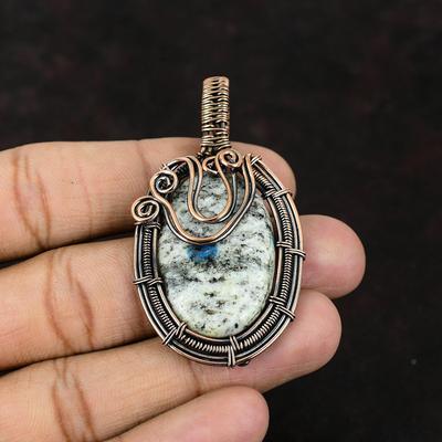 K2 Jaspis Edelstein Anhänger Kupferdraht gewickelt Anhänger Kupfer Schmuck Geschenk für Ihn Handarbeit Unikat Anhänger Designer Schmuck Geschenk für Mutter
