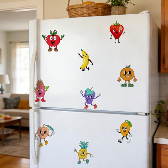 Cartoon Fruit Refrigerator Door Sticker DIY Grape Pear Banana Peel And Stick Wall Art Decals for Kitchen Cabinet Cupboard Fridge Decor