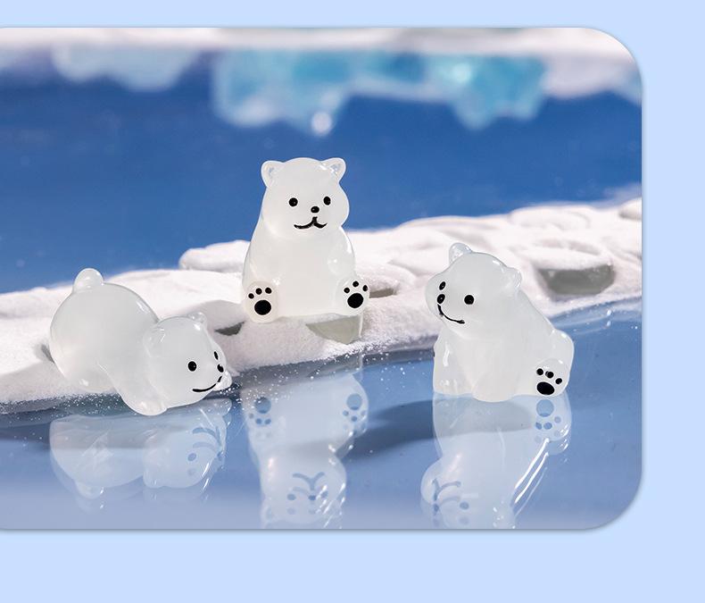 4-50PCS Luminous Micro Landscape Mini White Bear Snow Polar Bear Figurines Ornament Gift Furnishings Diy Home Decor Accessories
