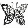 Metal Lepidoptera Wall Art Openwork Butterfly Floral Decor Cutout Black