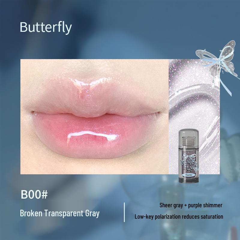 Translucent Glass Lips: FLORTTE Floria Butterfly Lip Essence Gloss Lipstick for Women
