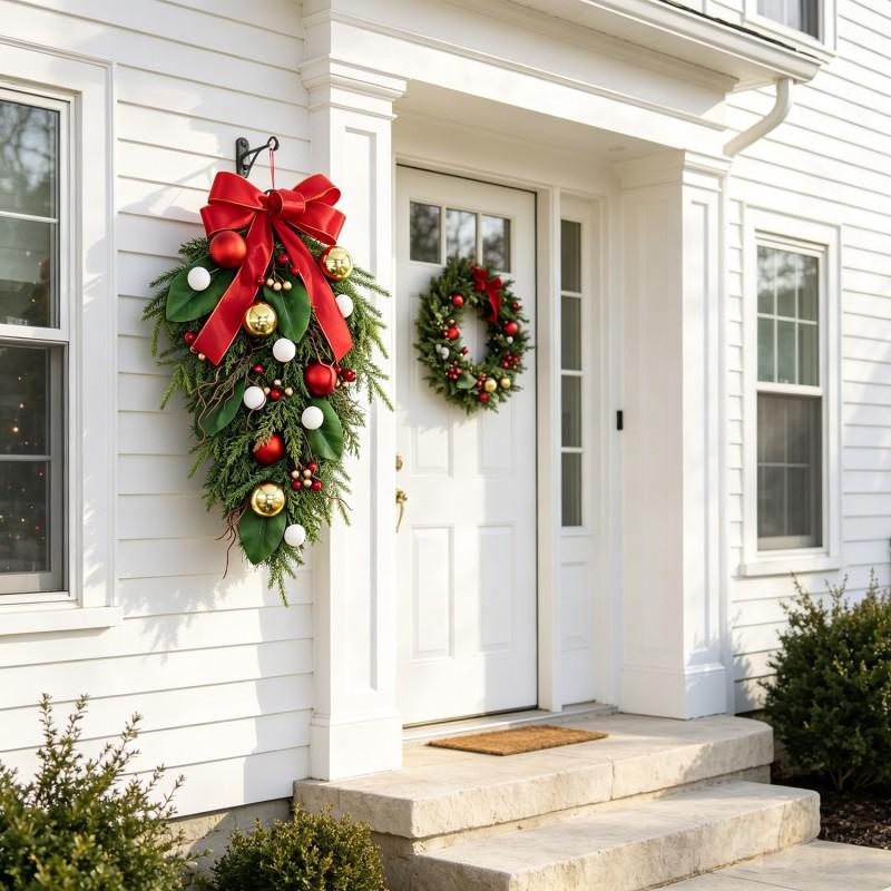 Handmade Christmas Wreath With Dried Fir Branches Hanging Decor Door Wall Tree Festive Home Party Decoration