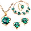 Women's Crystal Heart Jewelry Set: Necklace, Earrings, Ring, and Bracelet
