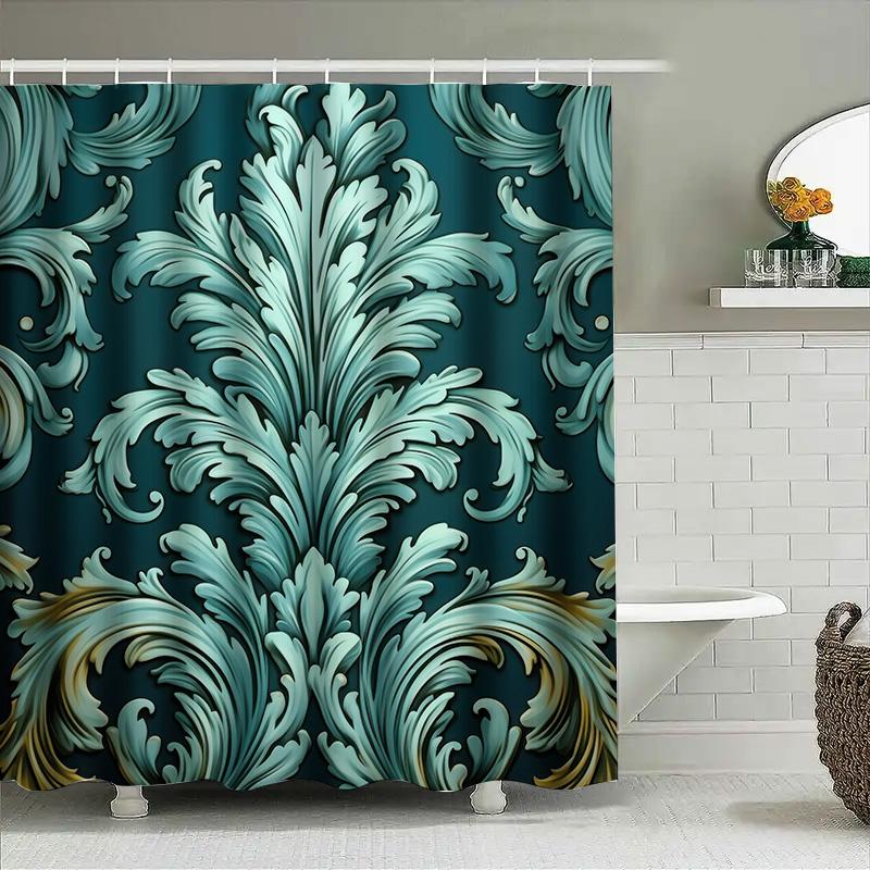 

Елегантна шторка для душу «Водоспад» Розкішна тканина з принтом у синьо-зелених тонах для декору ванної кімнати Водонепроникні душові панелі Co 90x180cm