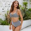 Todelt badedrakt kvinner Sexy ryggløs bikini badedrakt med høy midje