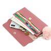 Butterfly Designer Women Long Wallets PU Leather Money Bag Solid Wool Ball Bow Clutch Bag Large Capacity Card Bag Coin Purse