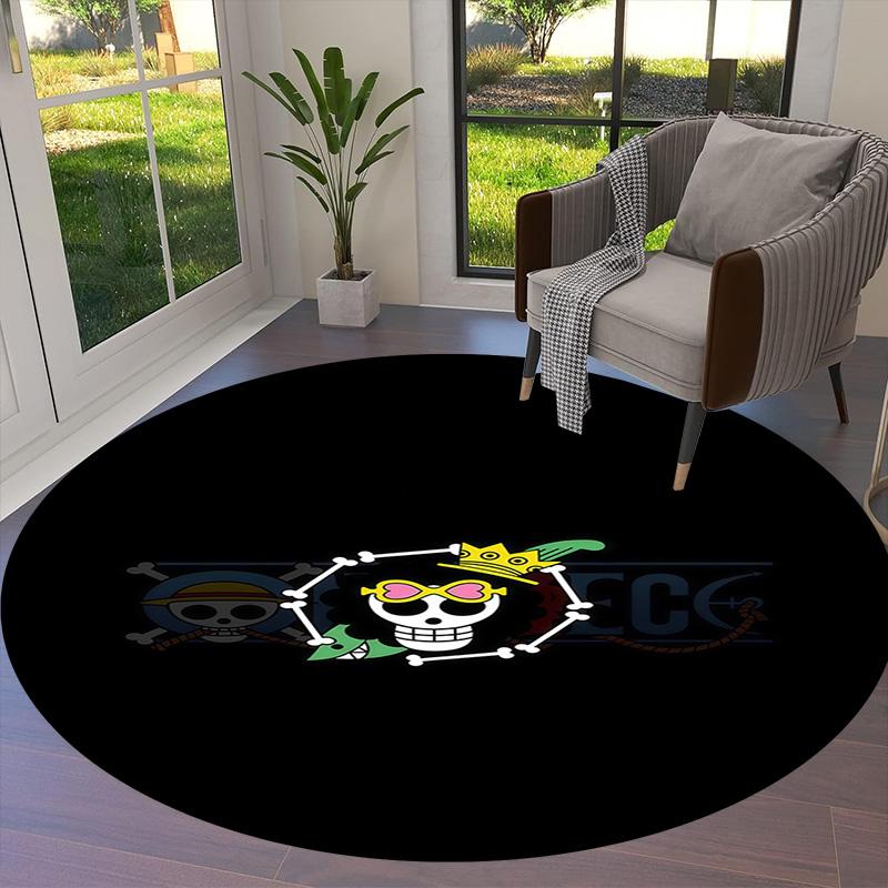 One Piece Logo Round Area Rug Carpet Rug For Living Room Bedroom Sofa Playroom Decor Nonslip Floor Mat