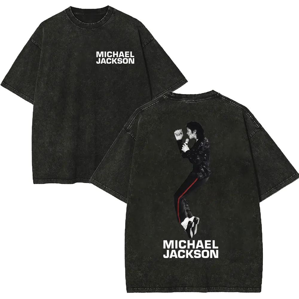 

Rock Singer Michael Jackson Vintage Washed T Shirt High Quality Fashion Oversized Tshirts Unisex Women Casual Short Sleeve Tshirt S