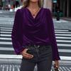 Autumn/Winter T-Shirts Women's Clothing Korean Velvet Pile Collar Women's Long Sleeve Top Women