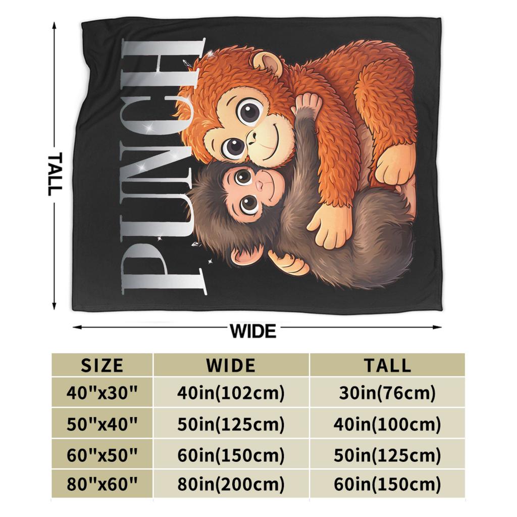 Punch Monkey Hugging Oran-Mama Blanket Fuzzy Vintage Breathable Throw Blanket for Chair Covering Sofa Autumn/Winter,
