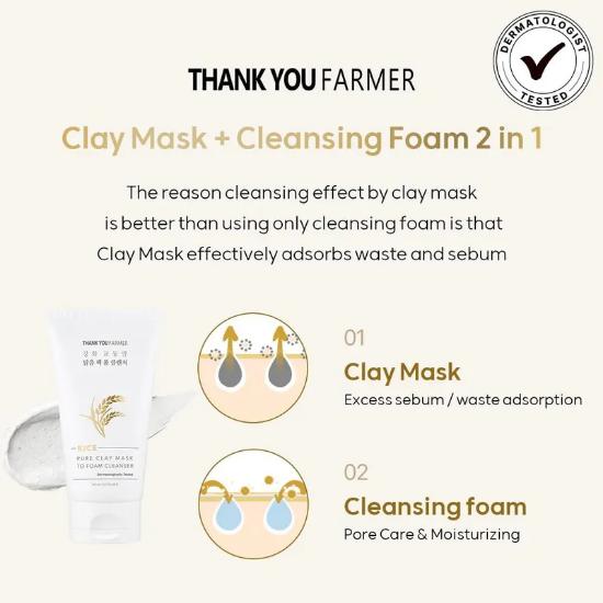 THANK YOU FARMER Gyodong Rice Clarifying Pack Foam Cleanser 150ml (1 / 2pcs)