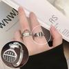 S925 Silverpläterad minimalistisk flerlagers öppen ring för kvinnor
