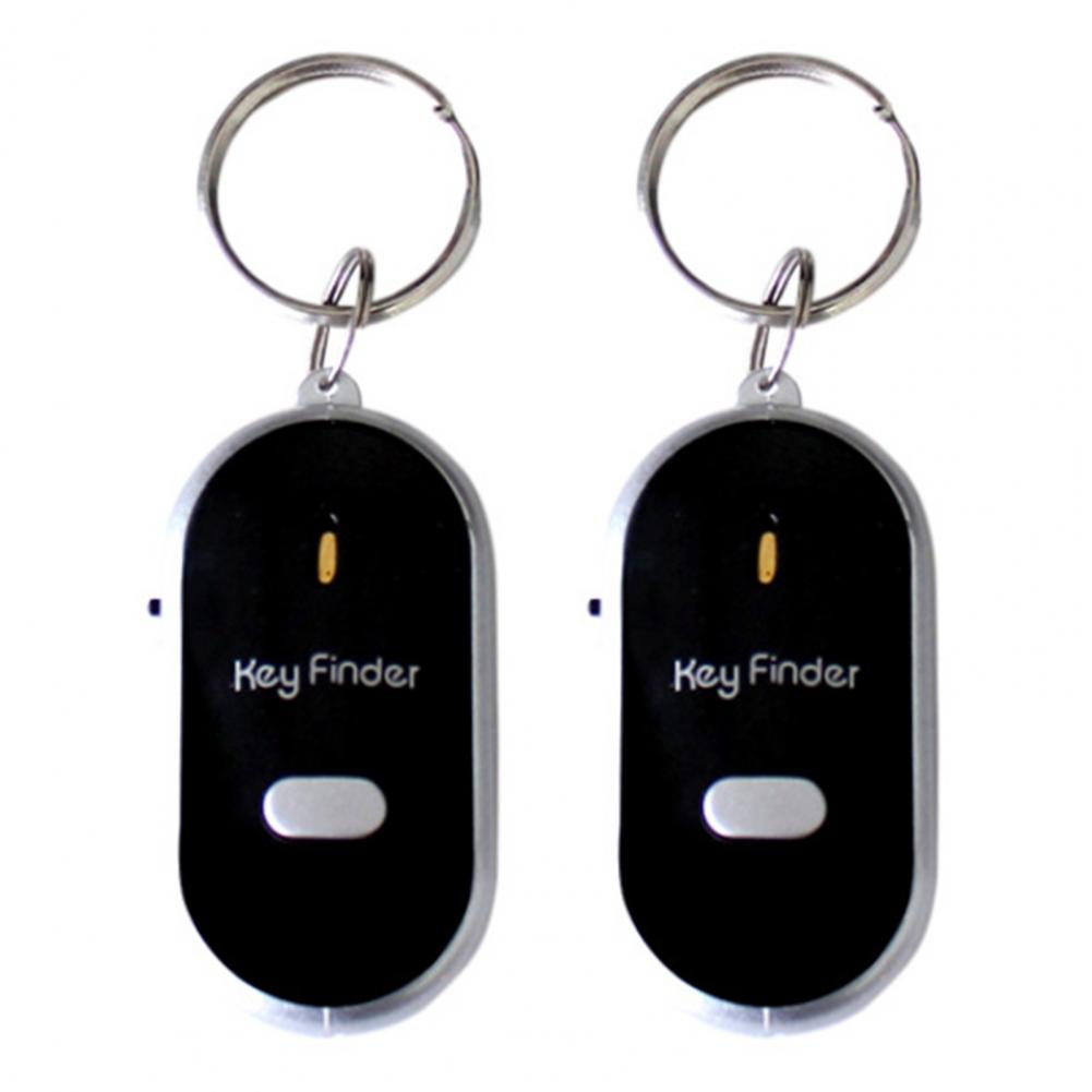 2Pcs Key Finder 5.7cm Keychain Whistle Remote Control Flashing Key Tracker Device Portable Waterproof Anti-lost Key Ring Holder