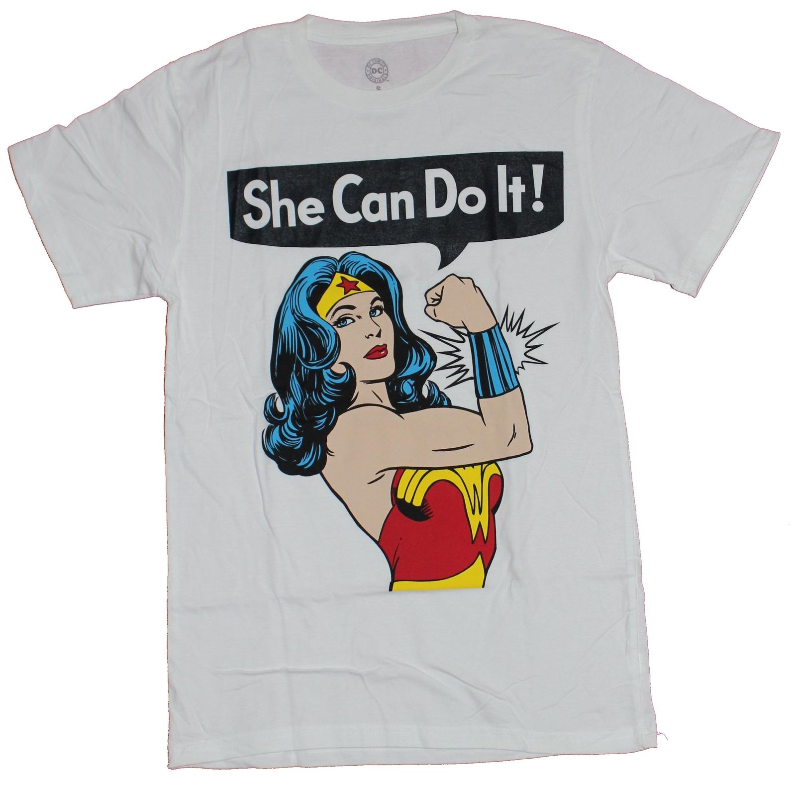 Wonder Woman Mens T-shirt She Can do It! Retro Pose S