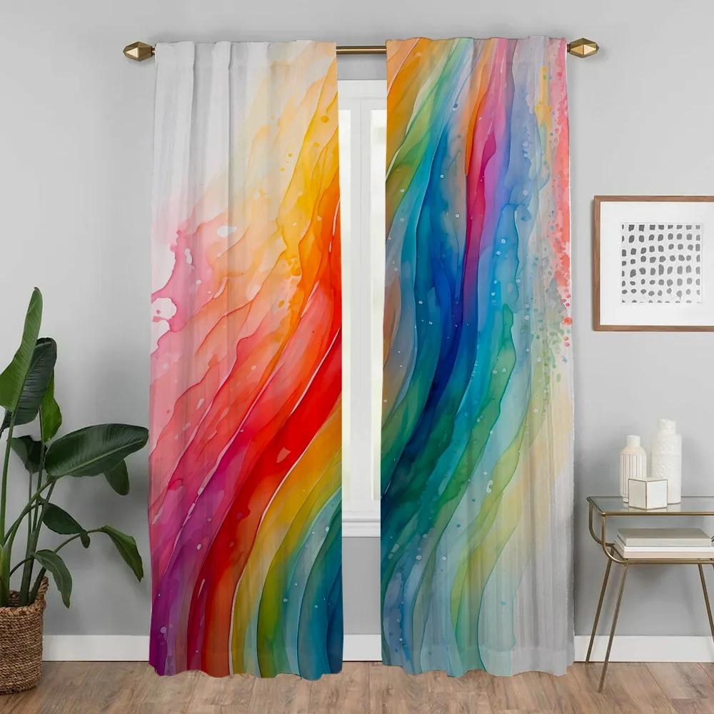 Happy Dopamine Tulle for Bedroom Home Interior Curtains for Living Room Shades Partition Window Curtain Curtains 2 Pieces Camera