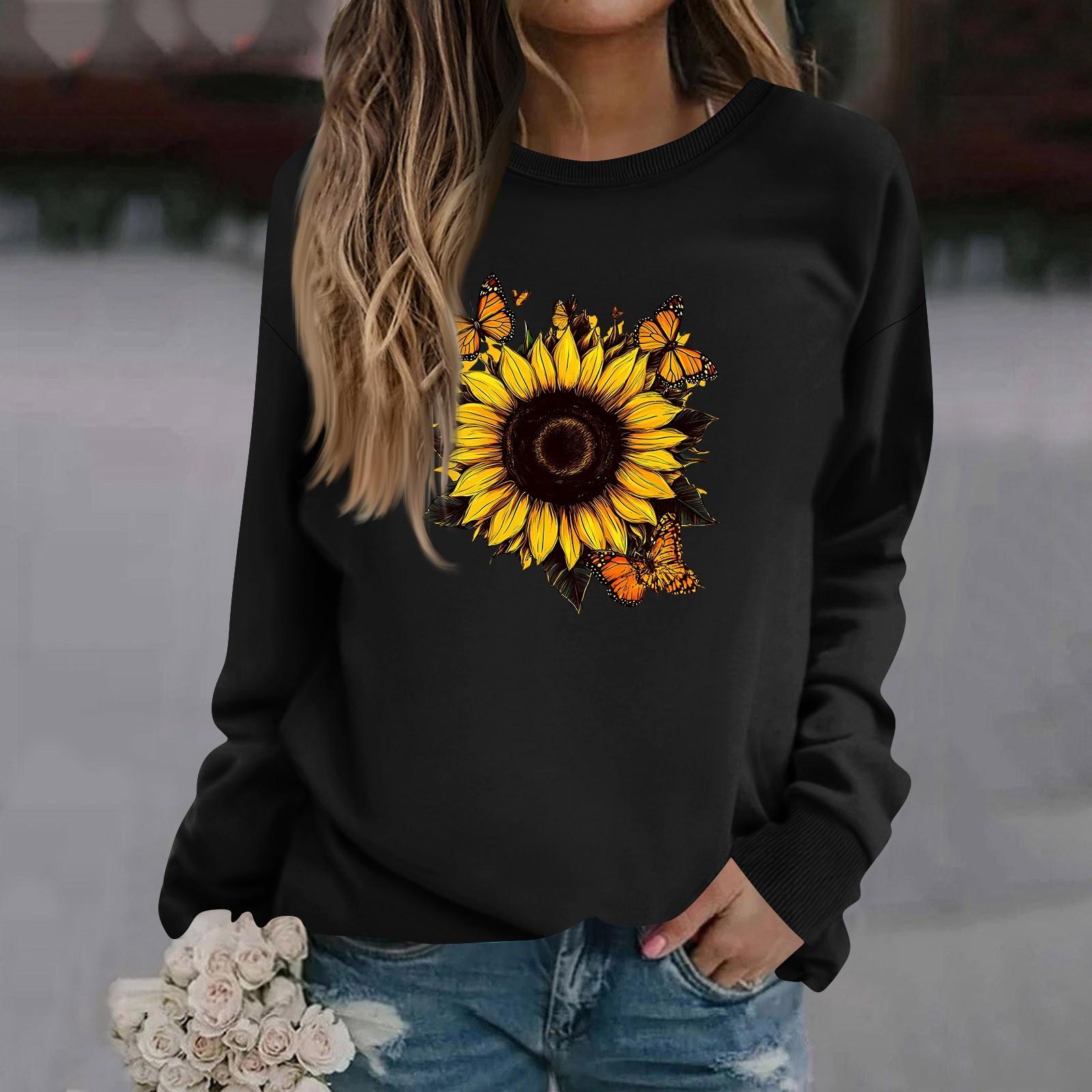 

Женская модная повседневная толстовка с длинным рукавом и круглым вырезом с принтом M