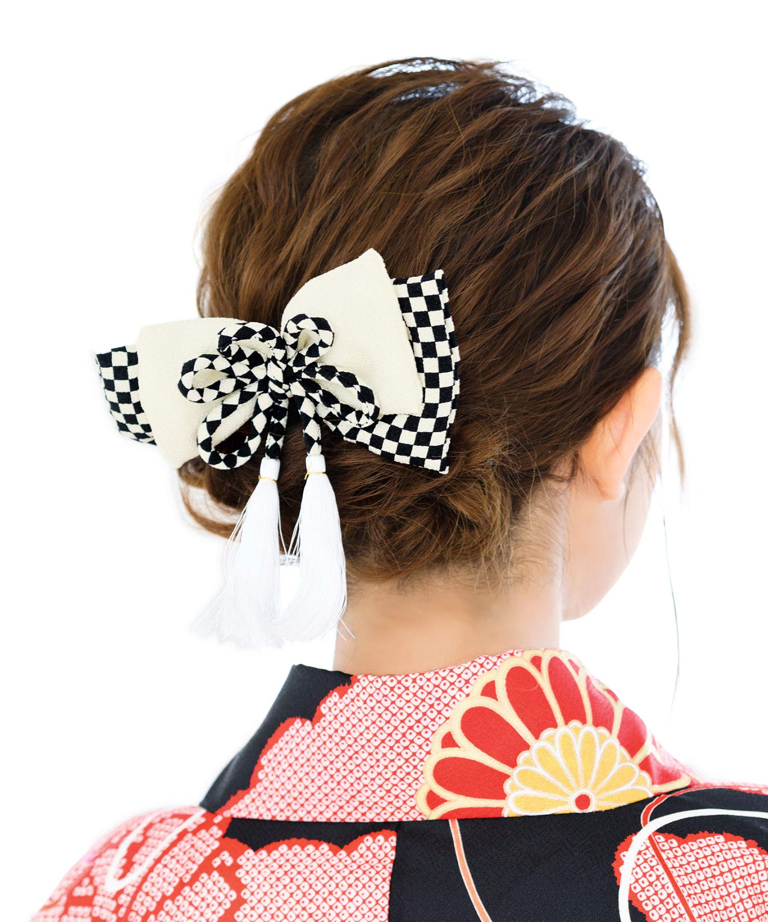 

Soubien Волосы Белый и Черный Клетчатый Круглый Гребень на Шнурке Расческа для Волос Волосы Сделано для Церемоний и Выпускных Вечеров Украшение, Узор, Лента, Чиримен, белый