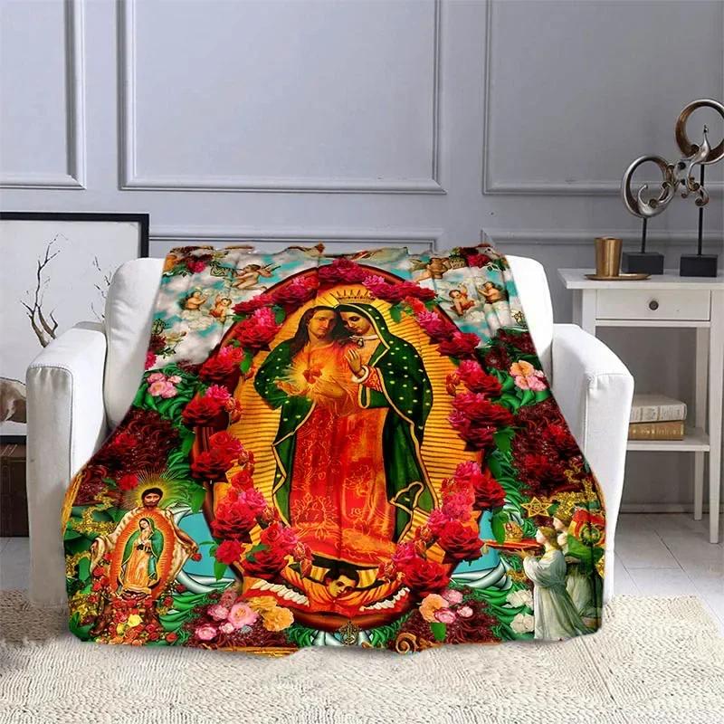 Jesus and The Virgin Mary Print Blanket Faith Religious Blanket Soft Warm Throw Blanket Sofa Bedding Birthday Gifts Blanket