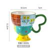 Hand-Painted Relief Goblet Household Ceramic Cup Drinking Cup Coffee Cup Cute Milk Oat Cup