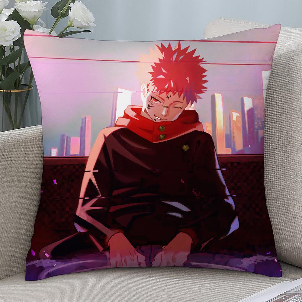 J-Jujutsu Kaisen Ryomen Sukunas Pillow Case Short Plush Pillow Covers Sofa Decor Gift Home Double-Sided Printing Cushion Cover