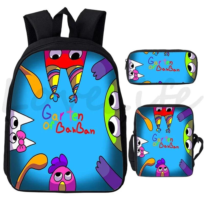 3Pcs/set Garten Of BanBan Backpack Anime Game School Bags Boys Girls Bookbag Cartoon Large Capacity Children Schoolbag Mochila